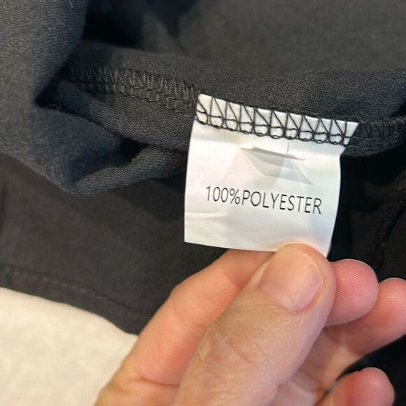 NEW Daisy Ruffle Sleeve Blouse Top Black Sz Large Short Cap Sleeve Crew Neck - Picture 5 of 7